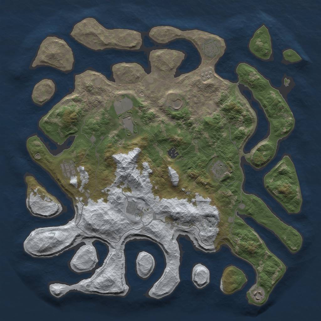 Rust Map: Barren, Size: 4500, Seed: 3353546, 12 Monuments