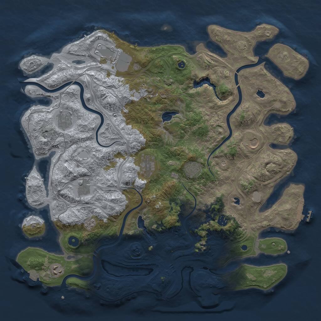 Rust Map: Procedural Map, Size: 4500, Seed: 2304197, 16 Monuments