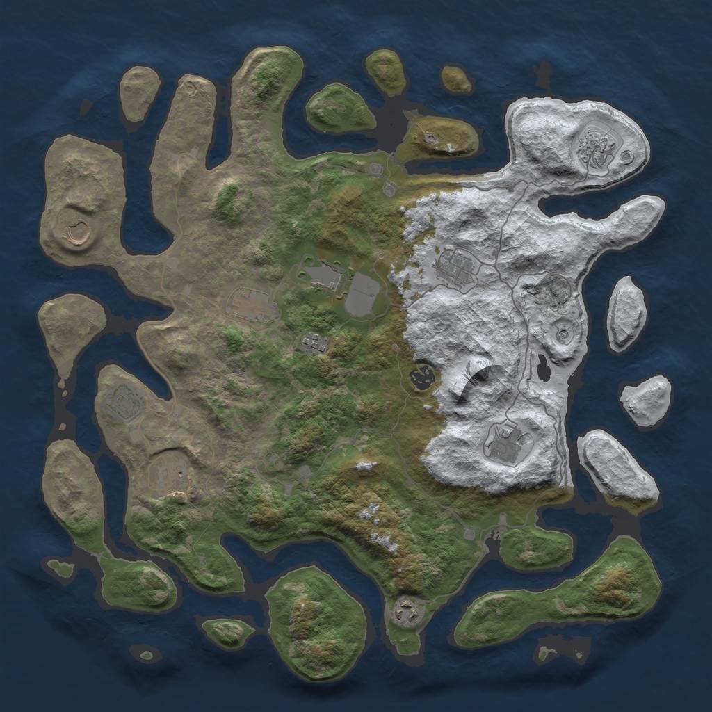 Rust Map: Barren, Size: 4500, Seed: 1985295, 14 Monuments