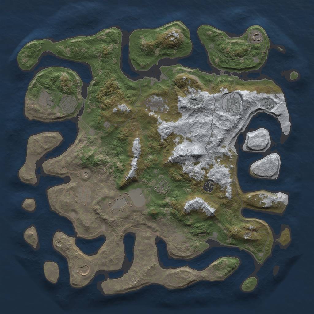 Rust Map: Barren, Size: 4500, Seed: 1186597, 14 Monuments