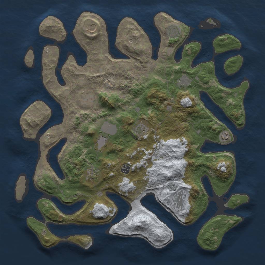Rust Map: Barren, Size: 4500, Seed: 5799725, 14 Monuments