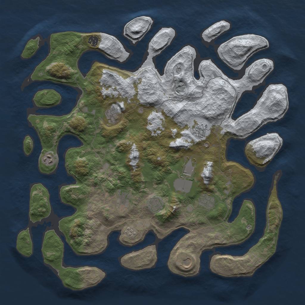 Rust Map: Barren, Size: 4500, Seed: 5151814, 13 Monuments