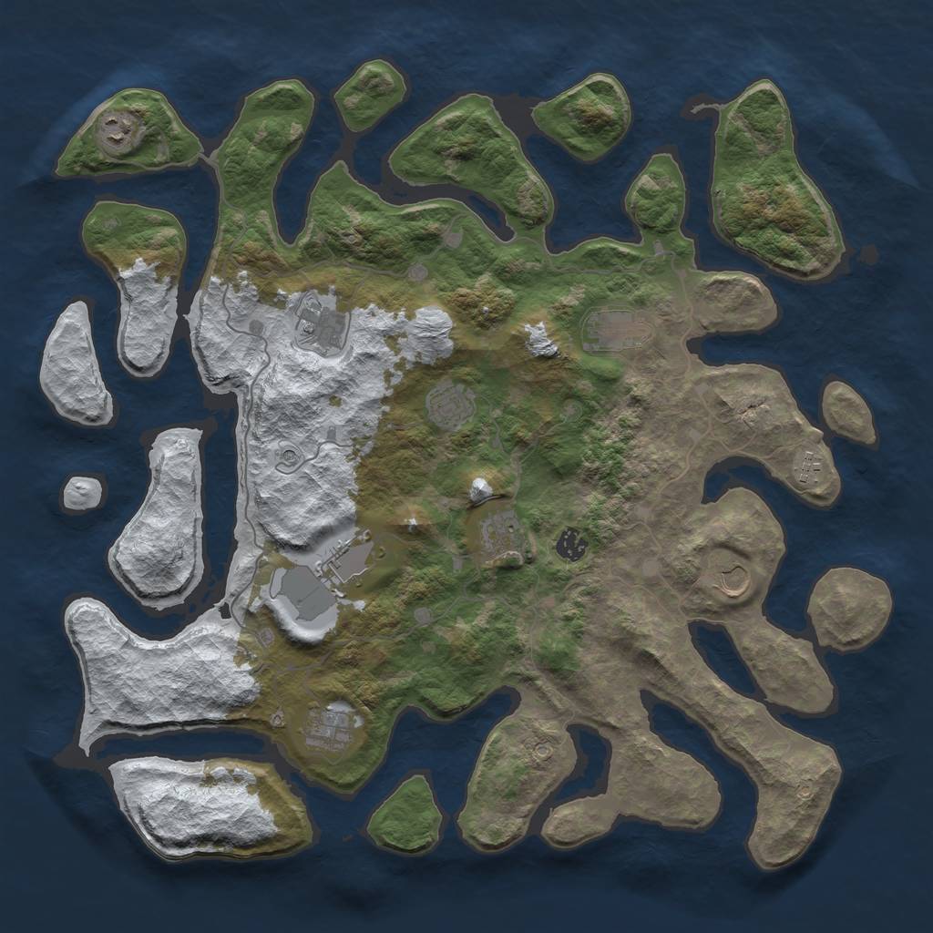 Rust Map: Barren, Size: 4500, Seed: 2362338, 13 Monuments