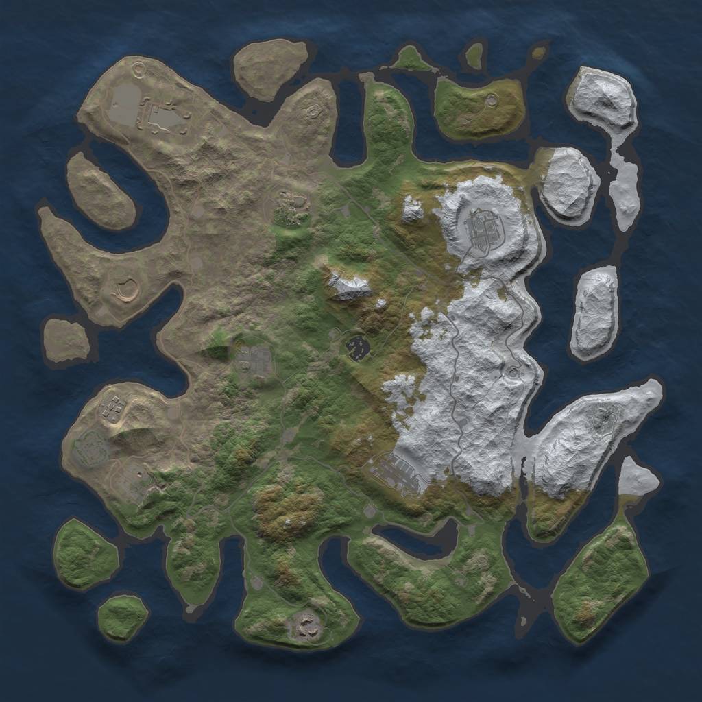 Rust Map: Barren, Size: 4500, Seed: 6405388, 14 Monuments