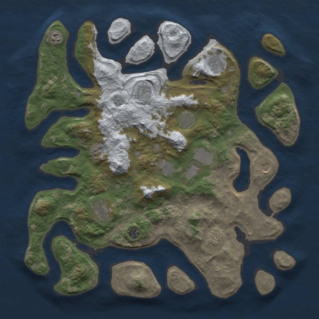 Rust Map: Barren, Size: 4500, Seed: 553059, 14 Monuments