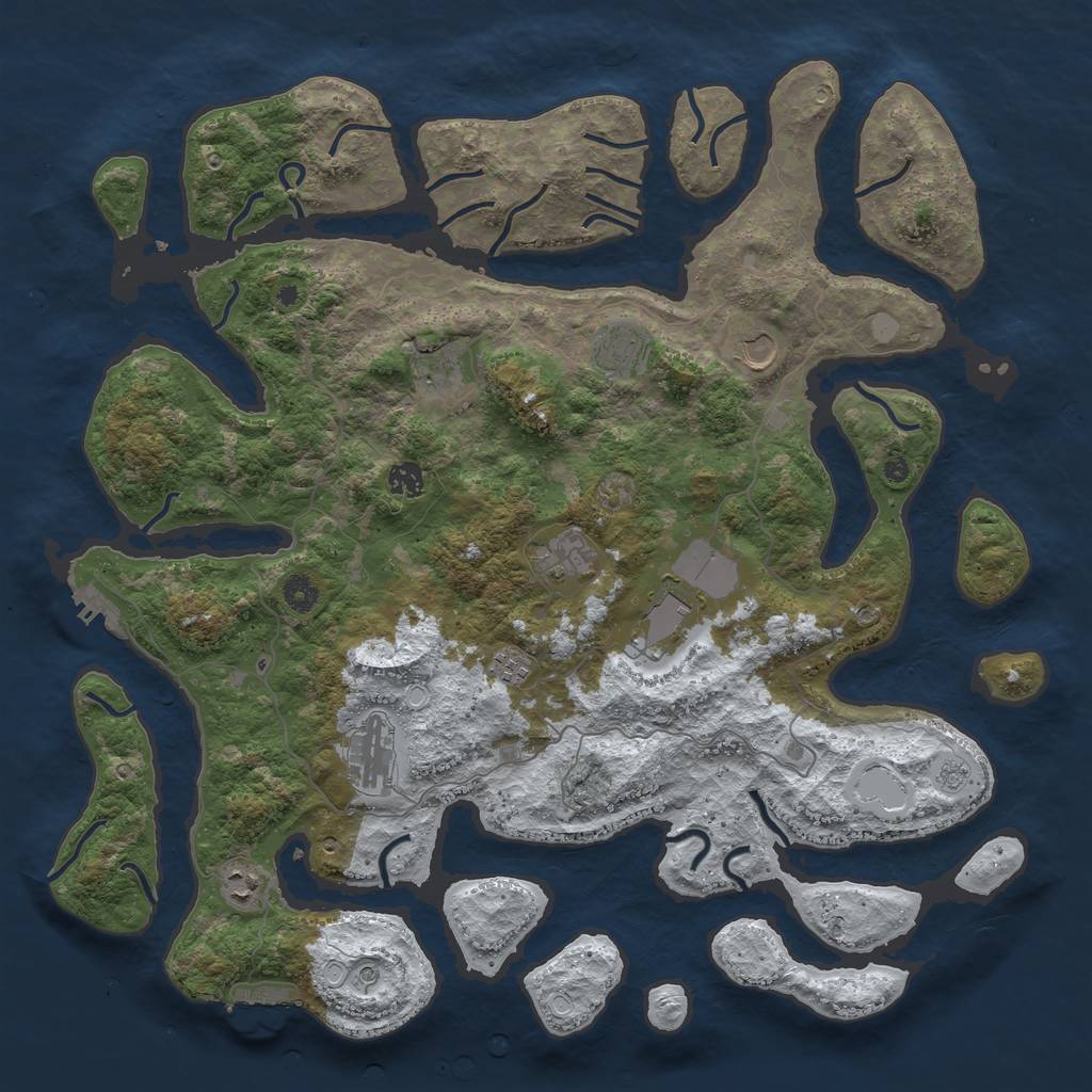 Rust Map: Procedural Map, Size: 4500, Seed: 3075423, 18 Monuments