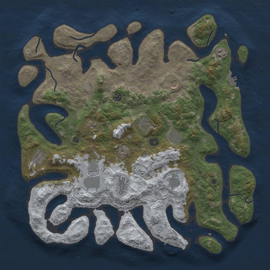Rust Map: Procedural Map, Size: 4500, Seed: 3361205, 20 Monuments
