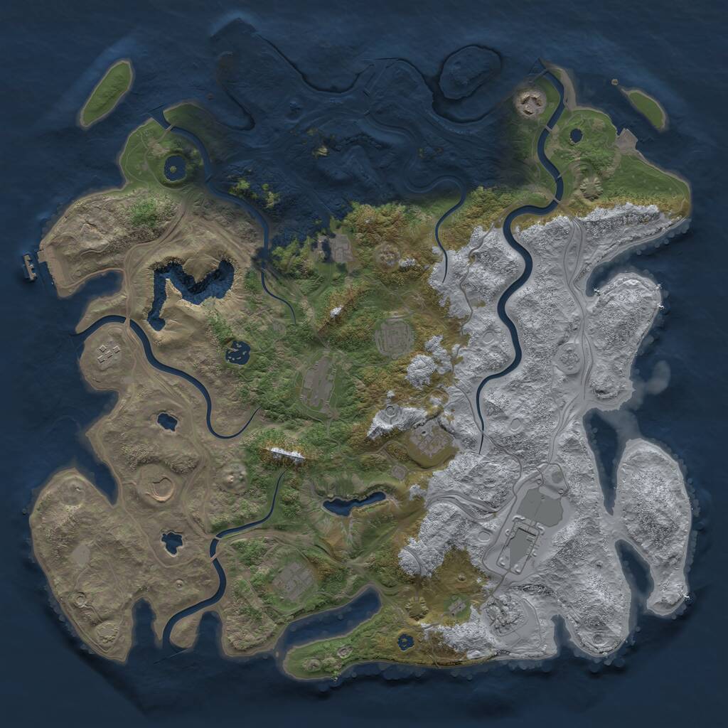Rust Map: Procedural Map, Size: 4500, Seed: 2705098, 17 Monuments