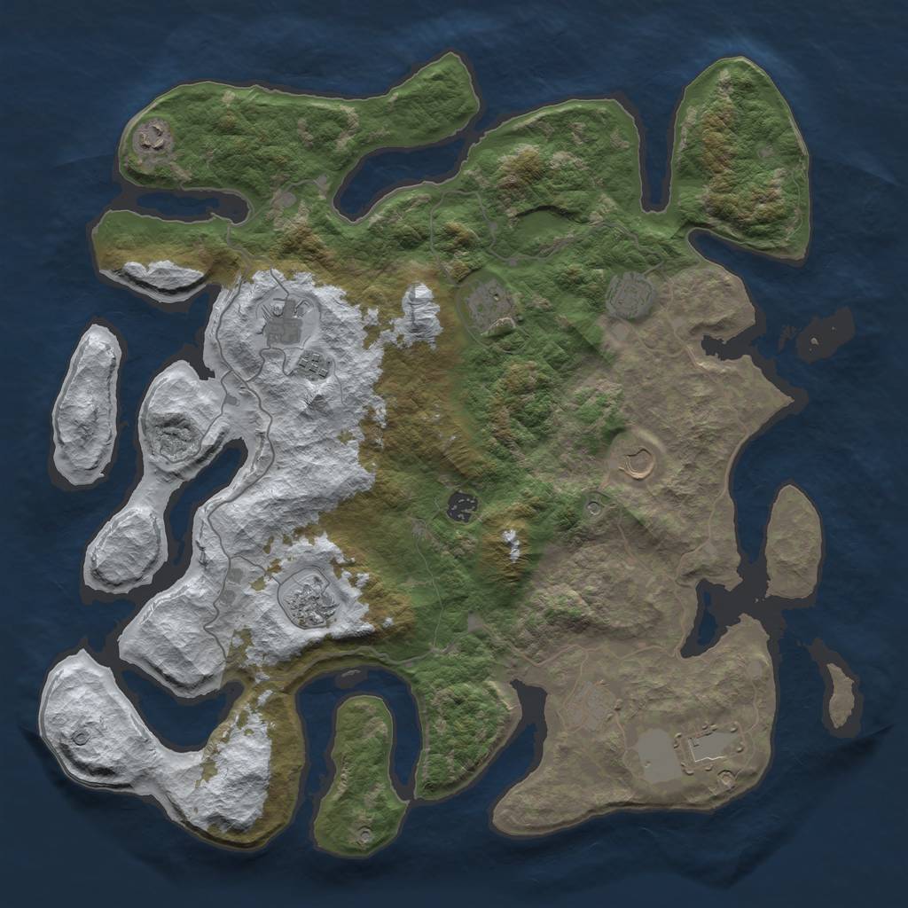 Rust Map: Barren, Size: 4500, Seed: 5211344, 13 Monuments