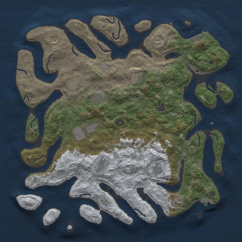 Rust Map: Procedural Map, Size: 4500, Seed: 2768010, 19 Monuments