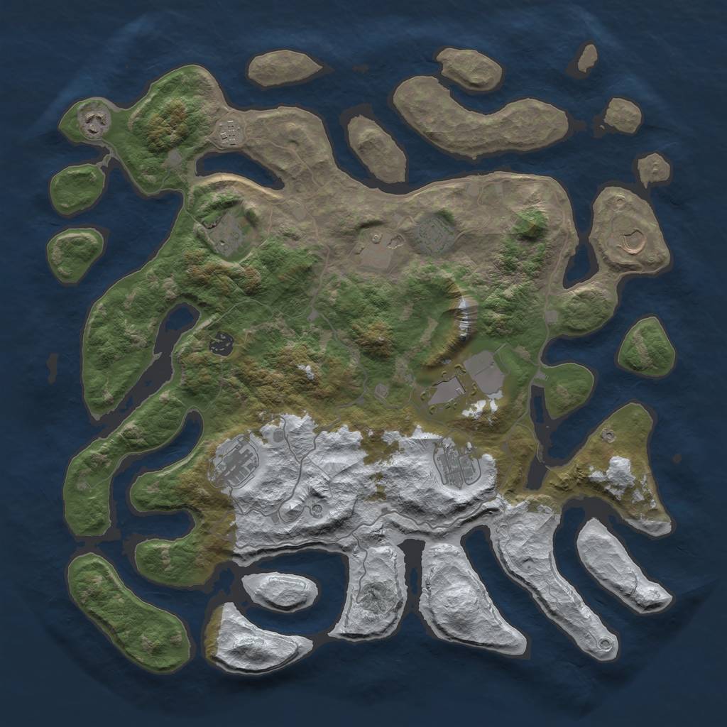 Rust Map: Barren, Size: 4500, Seed: 1815061, 13 Monuments