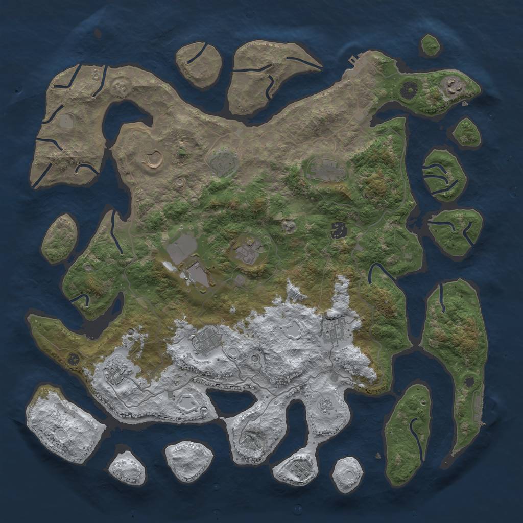 Rust Map: Procedural Map, Size: 4500, Seed: 445781, 20 Monuments