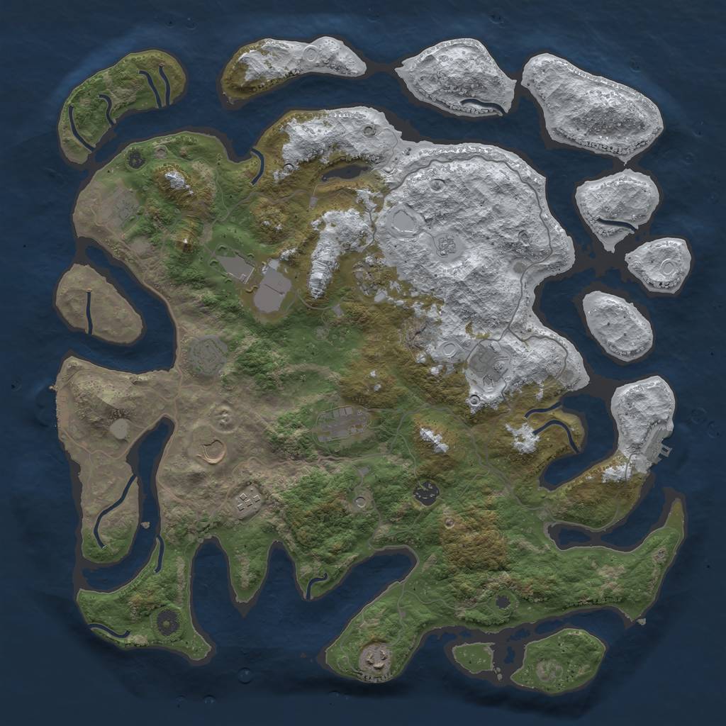 Rust Map: Procedural Map, Size: 4500, Seed: 3517245, 19 Monuments
