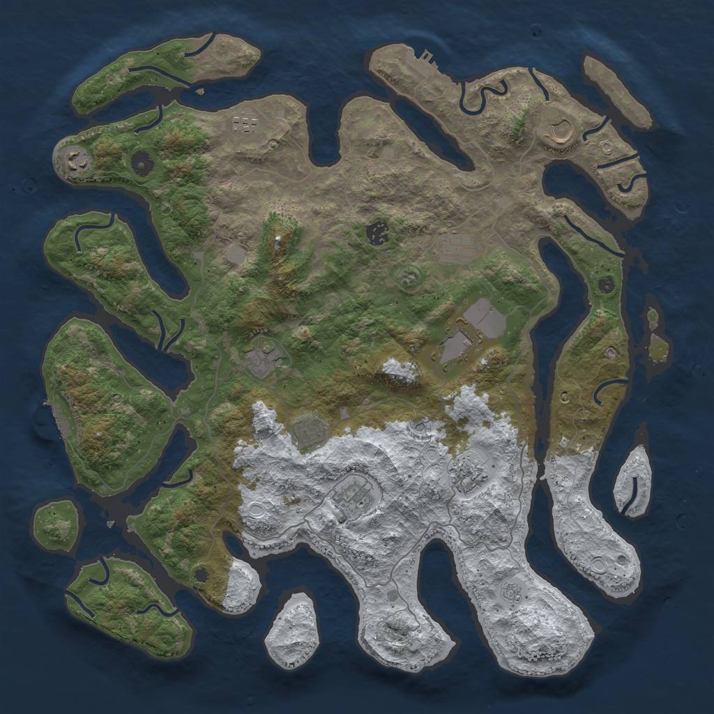 Rust Map: Procedural Map, Size: 4500, Seed: 1423024, 19 Monuments