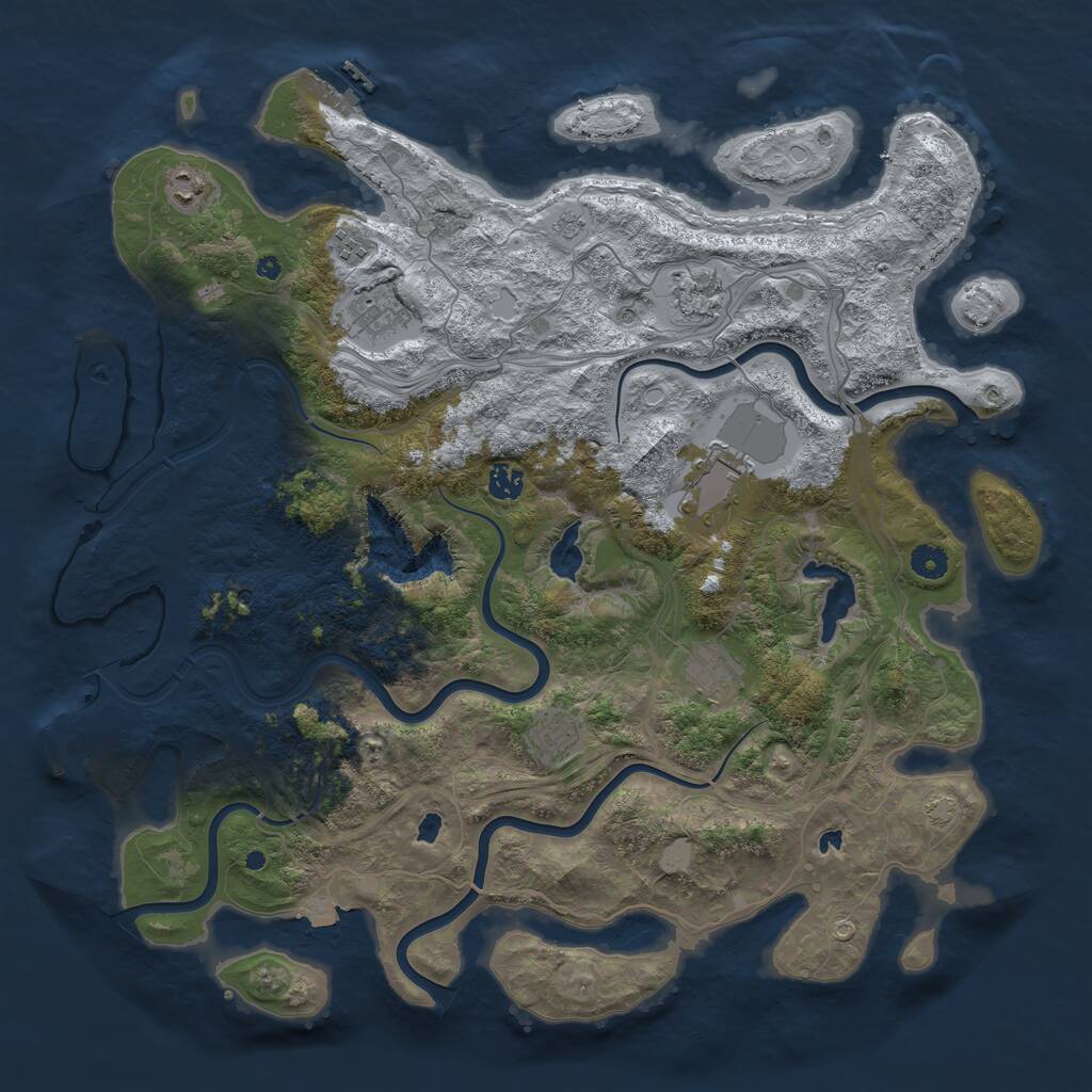 Rust Map: Procedural Map, Size: 4500, Seed: 3418891, 14 Monuments