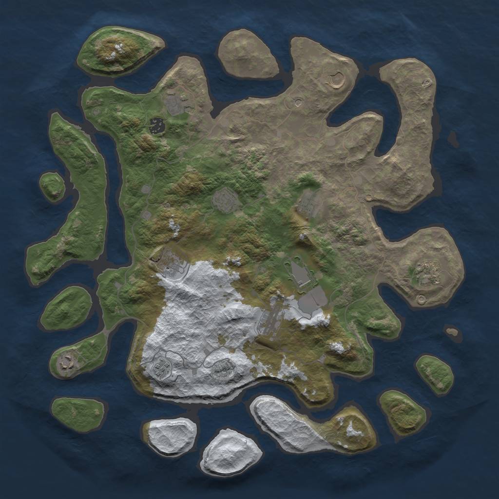 Rust Map: Barren, Size: 4500, Seed: 2995429, 14 Monuments