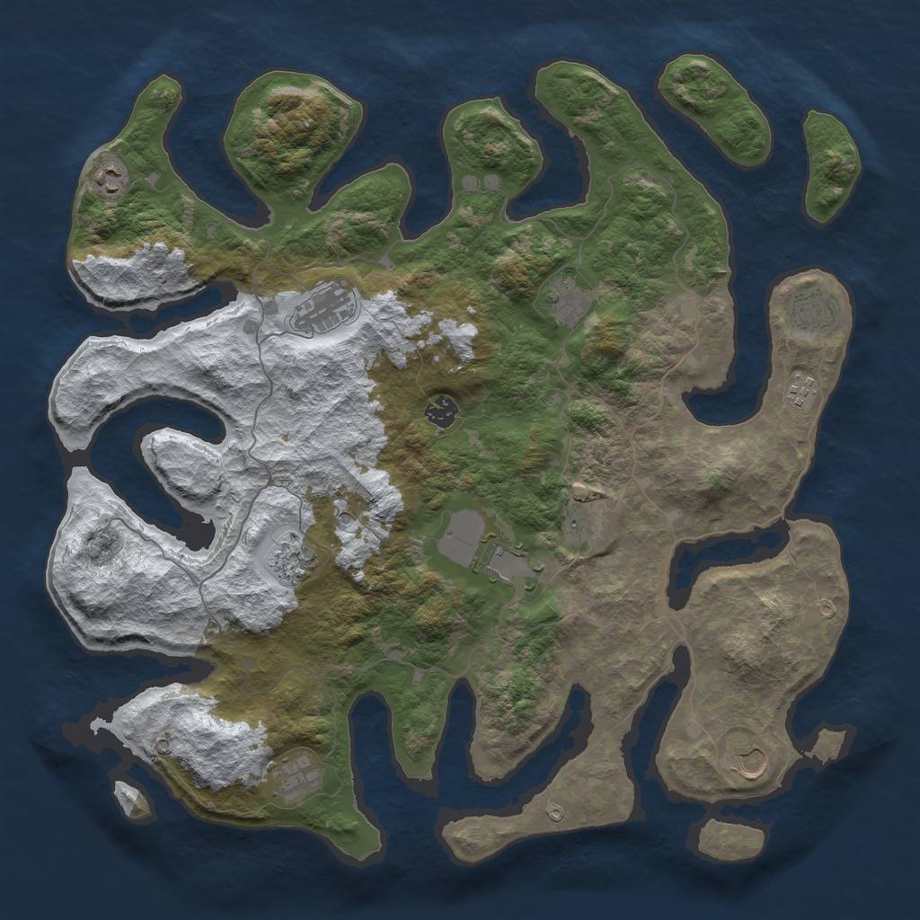Rust Map: Barren, Size: 4500, Seed: 4365801, 14 Monuments