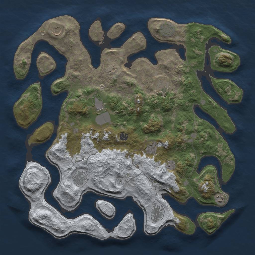 Rust Map: Barren, Size: 4500, Seed: 90330, 13 Monuments