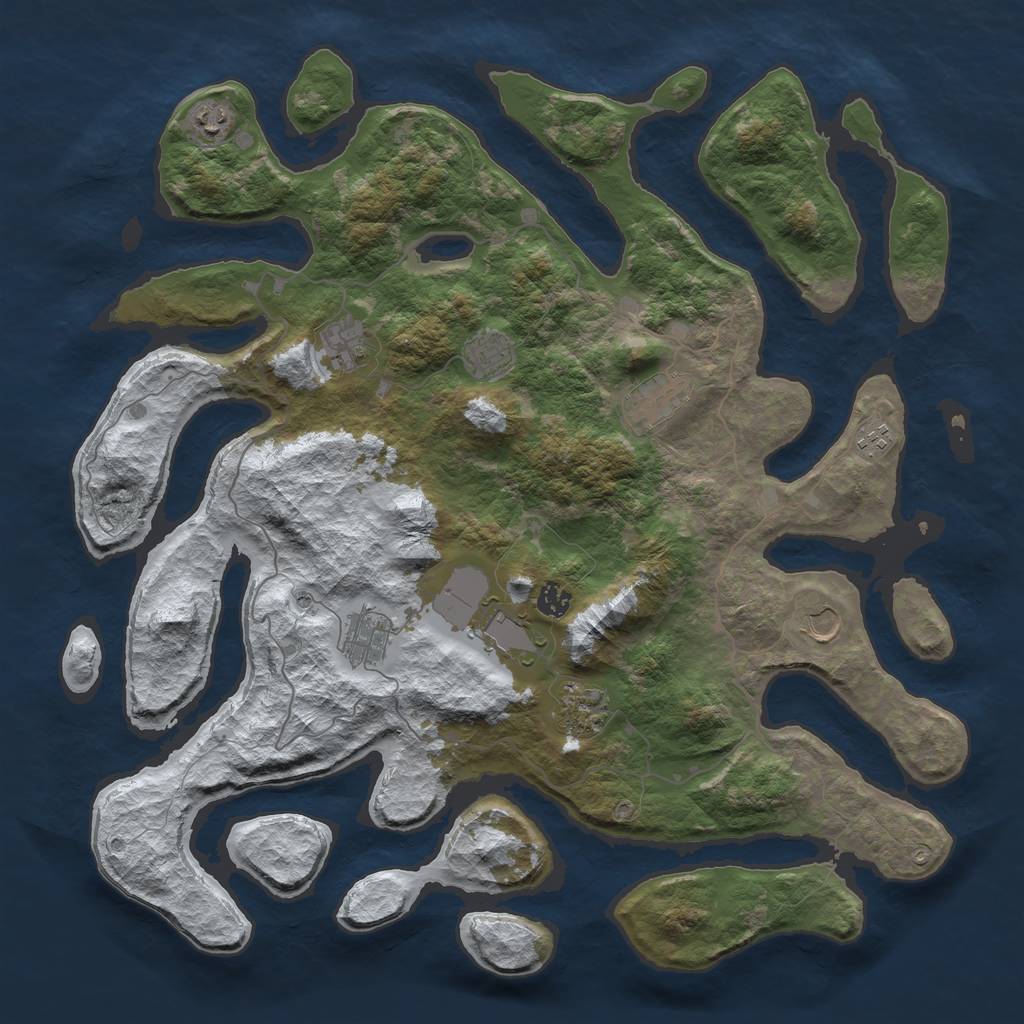 Rust Map: Barren, Size: 4500, Seed: 4623422, 13 Monuments