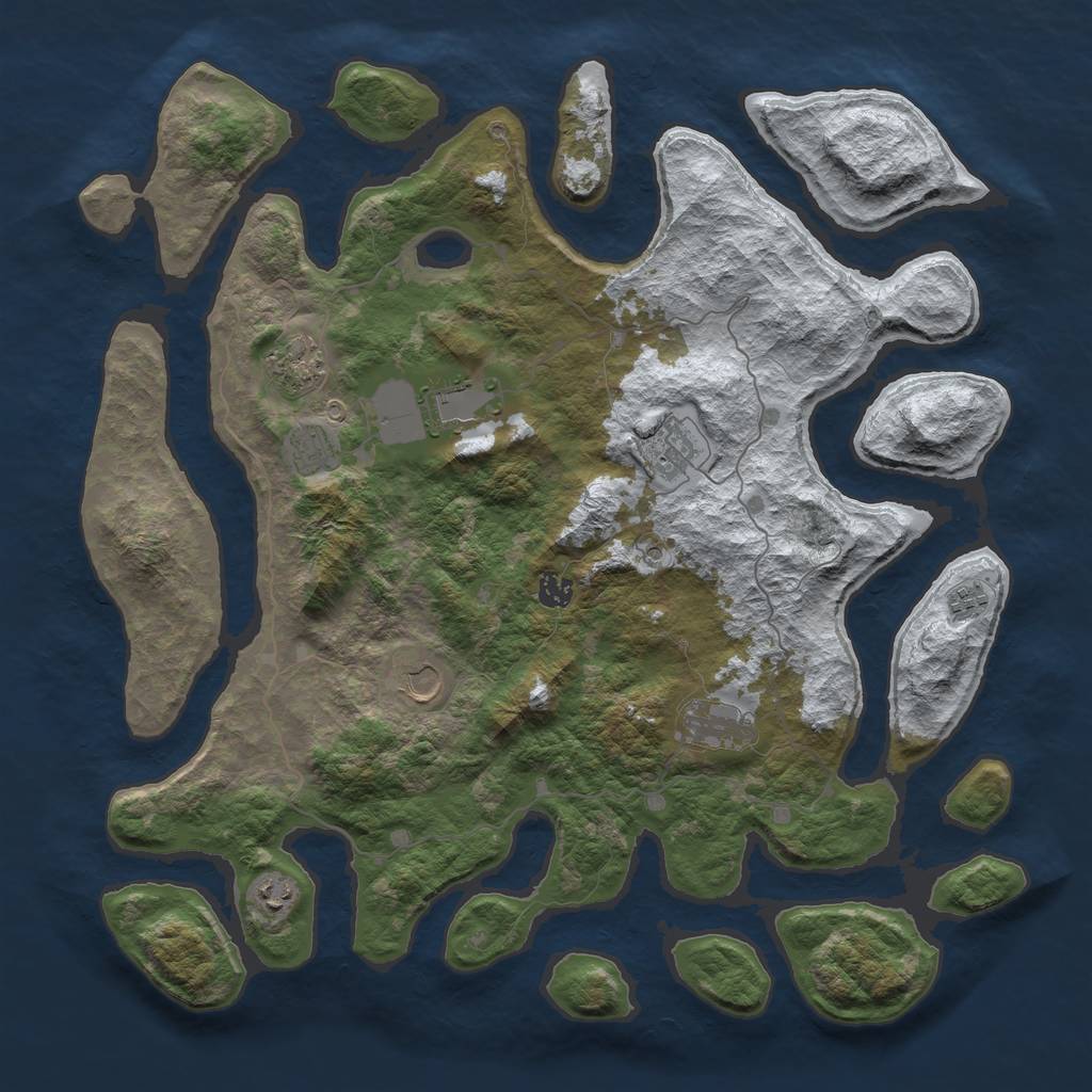 Rust Map: Barren, Size: 4500, Seed: 6369152, 12 Monuments