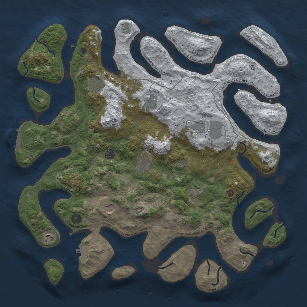 Rust Map: Procedural Map, Size: 4500, Seed: 5176057, 18 Monuments