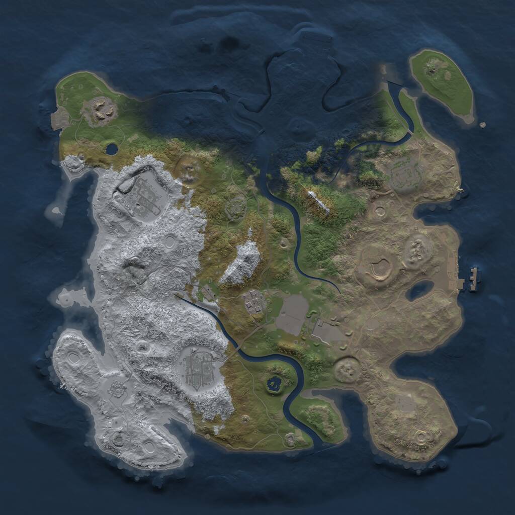 Rust Map: Procedural Map, Size: 3500, Seed: 1491839845, 13 Monuments