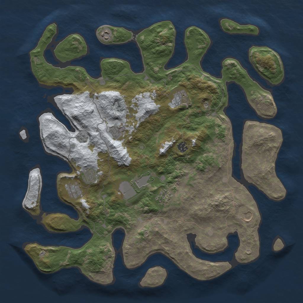 Rust Map: Barren, Size: 4500, Seed: 6131686, 13 Monuments