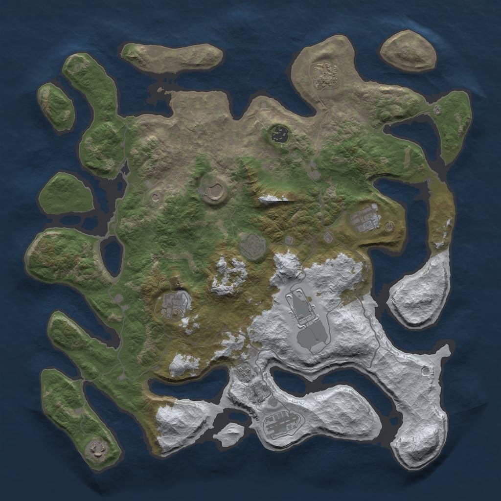 Rust Map: Barren, Size: 4500, Seed: 1199816, 13 Monuments