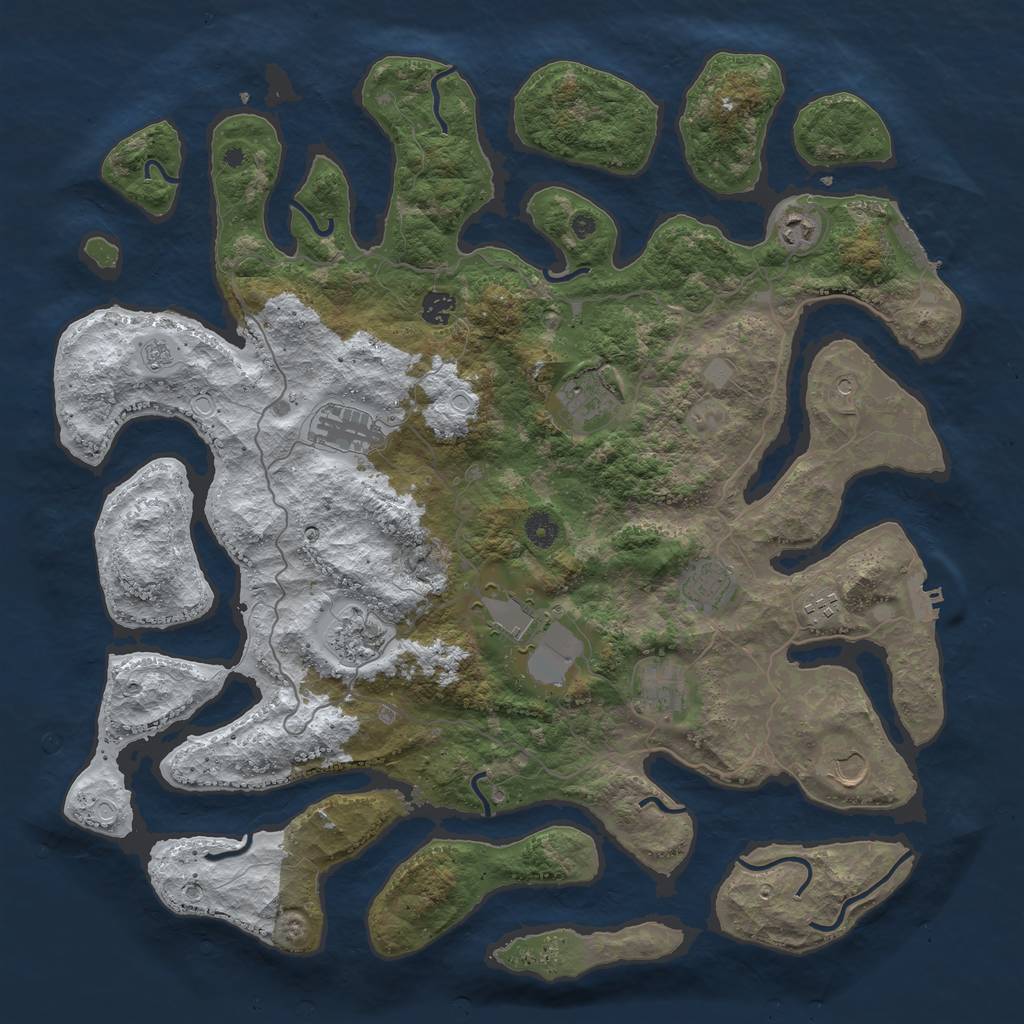 Rust Map: Procedural Map, Size: 4500, Seed: 763783, 19 Monuments