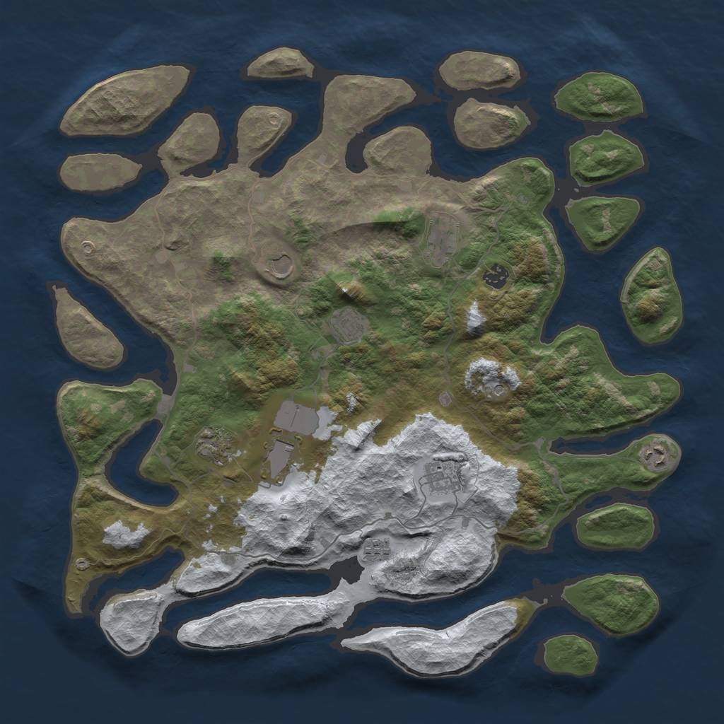 Rust Map: Barren, Size: 4500, Seed: 3170834, 12 Monuments