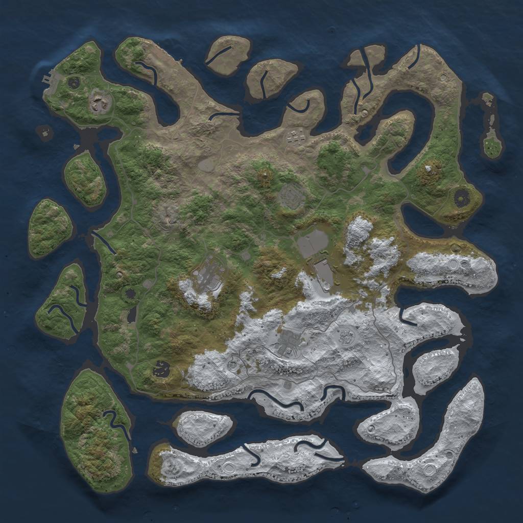 Rust Map: Procedural Map, Size: 4500, Seed: 2254344, 16 Monuments