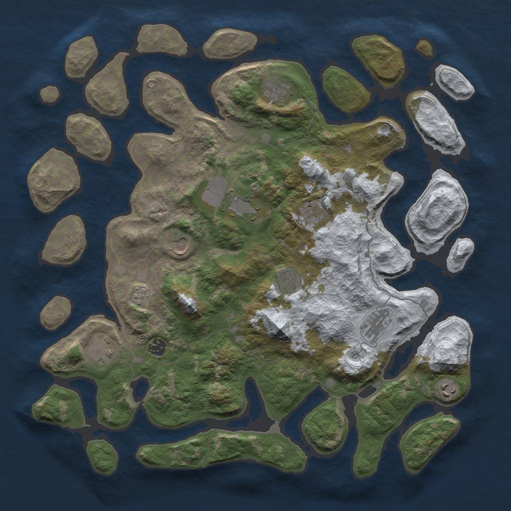 Rust Map: Barren, Size: 4500, Seed: 3880623, 13 Monuments