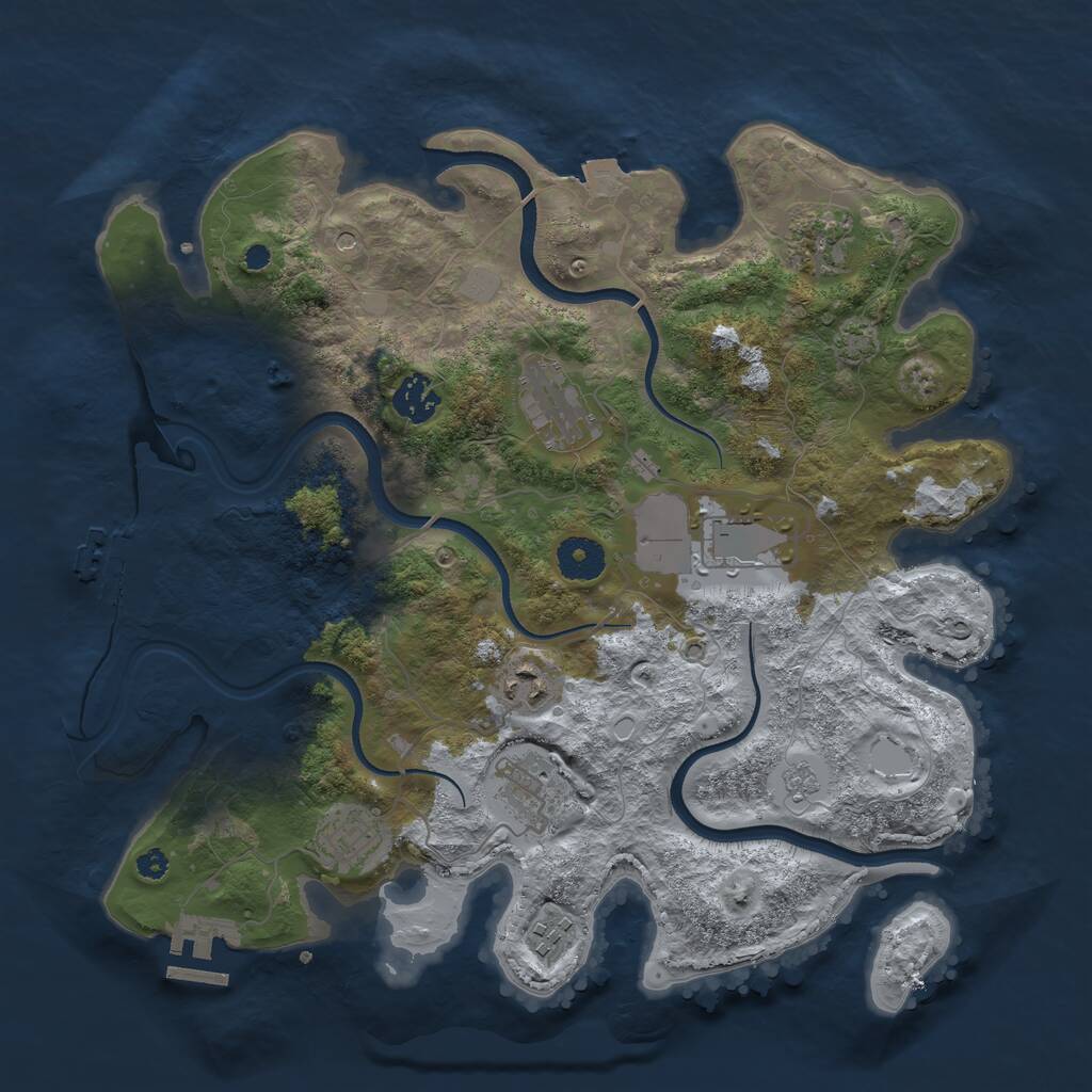 Rust Map: Procedural Map, Size: 3550, Seed: 532425, 14 Monuments