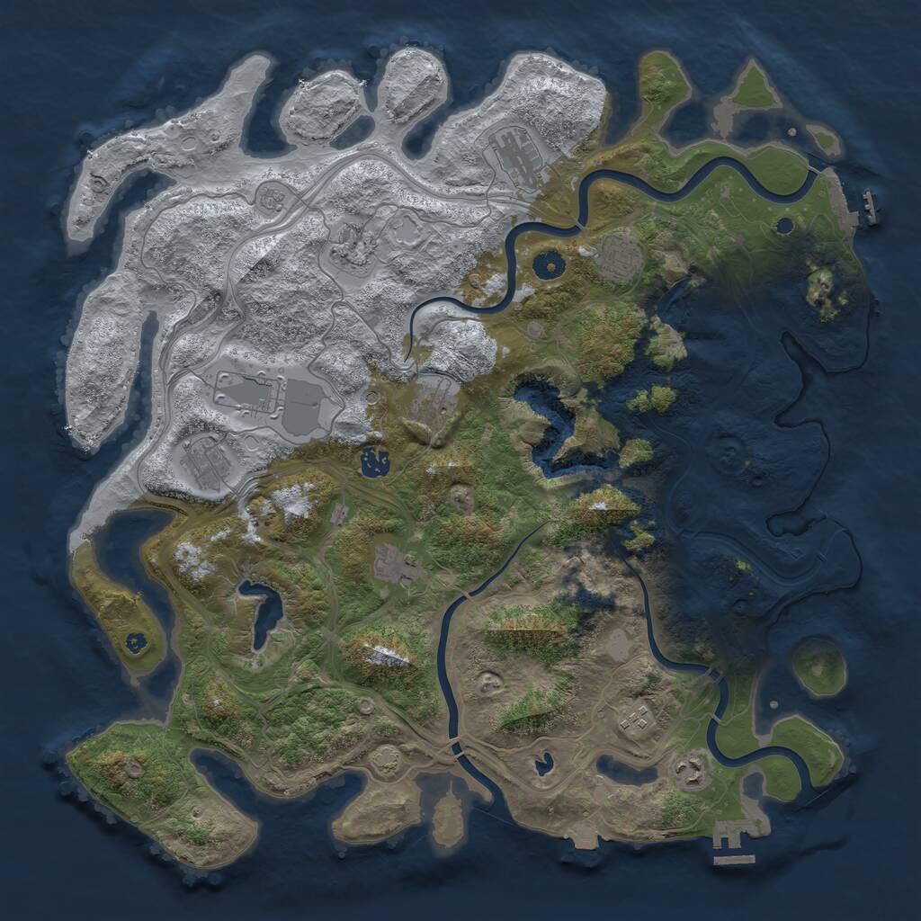 Rust Map: Procedural Map, Size: 4500, Seed: 3387159, 16 Monuments