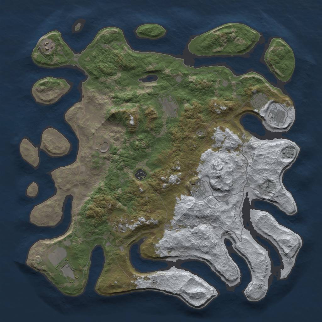 Rust Map: Barren, Size: 4500, Seed: 6335605, 13 Monuments