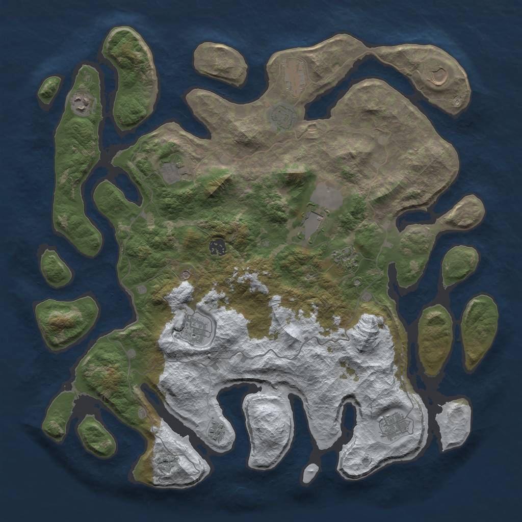 Rust Map: Barren, Size: 4500, Seed: 2959518, 14 Monuments