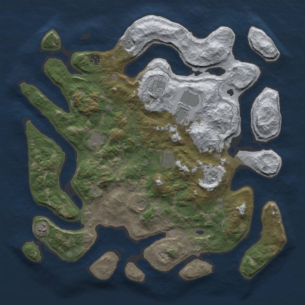 Rust Map: Barren, Size: 4500, Seed: 4611842, 12 Monuments