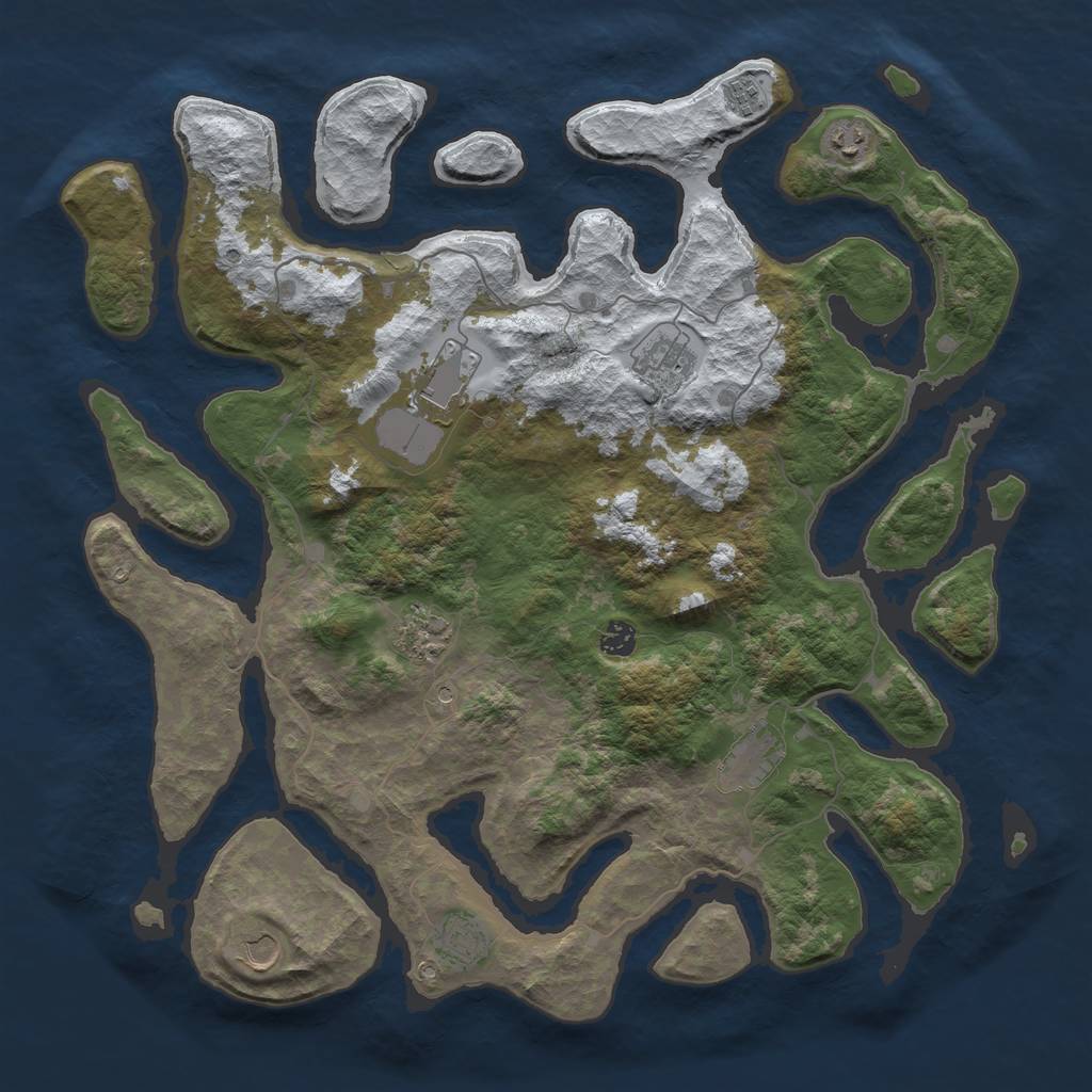 Rust Map: Barren, Size: 4500, Seed: 3047424, 12 Monuments