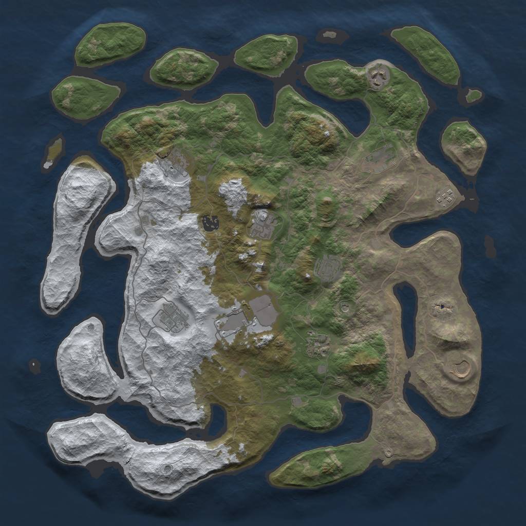 Rust Map: Barren, Size: 4500, Seed: 821713, 14 Monuments