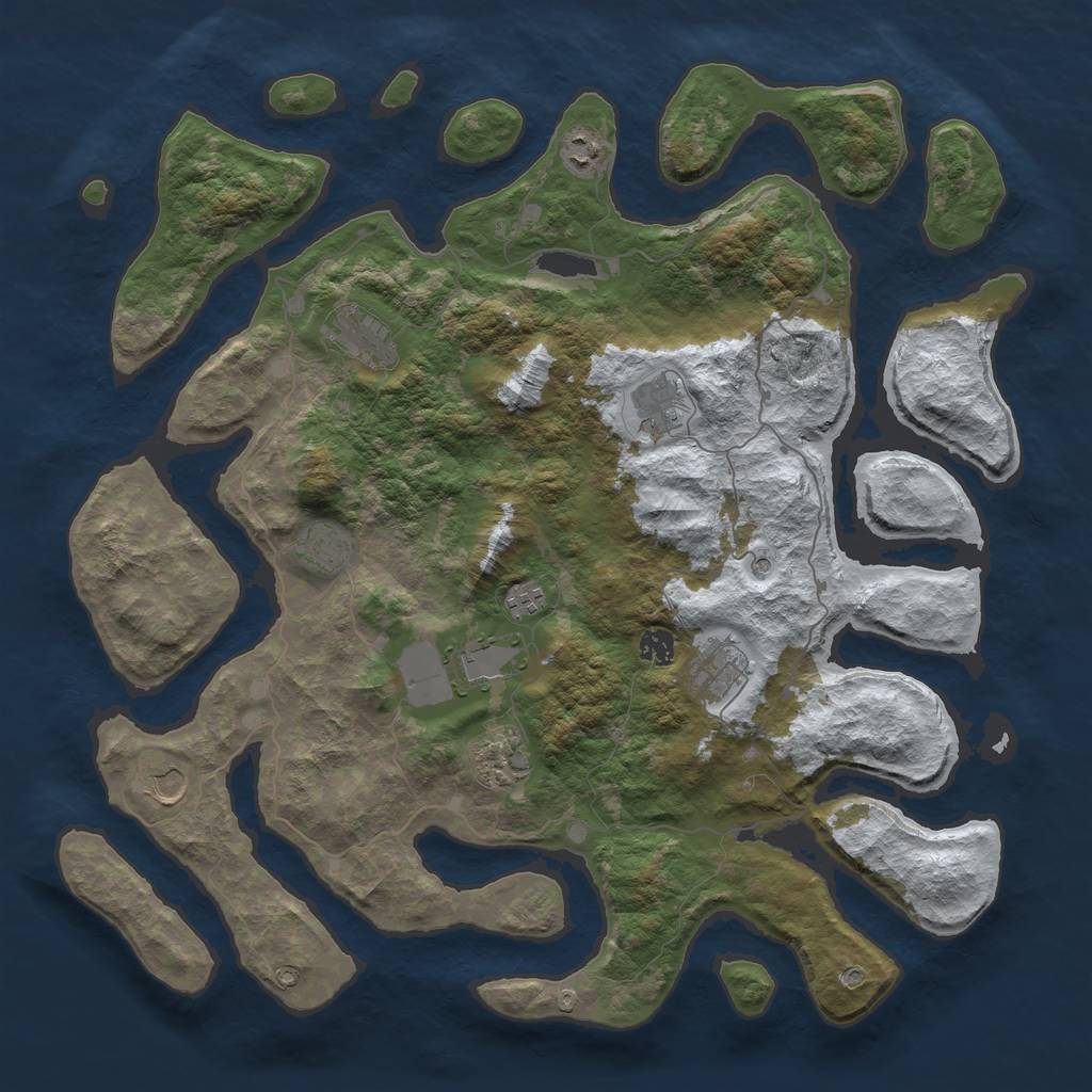 Rust Map: Barren, Size: 4500, Seed: 1488645, 13 Monuments