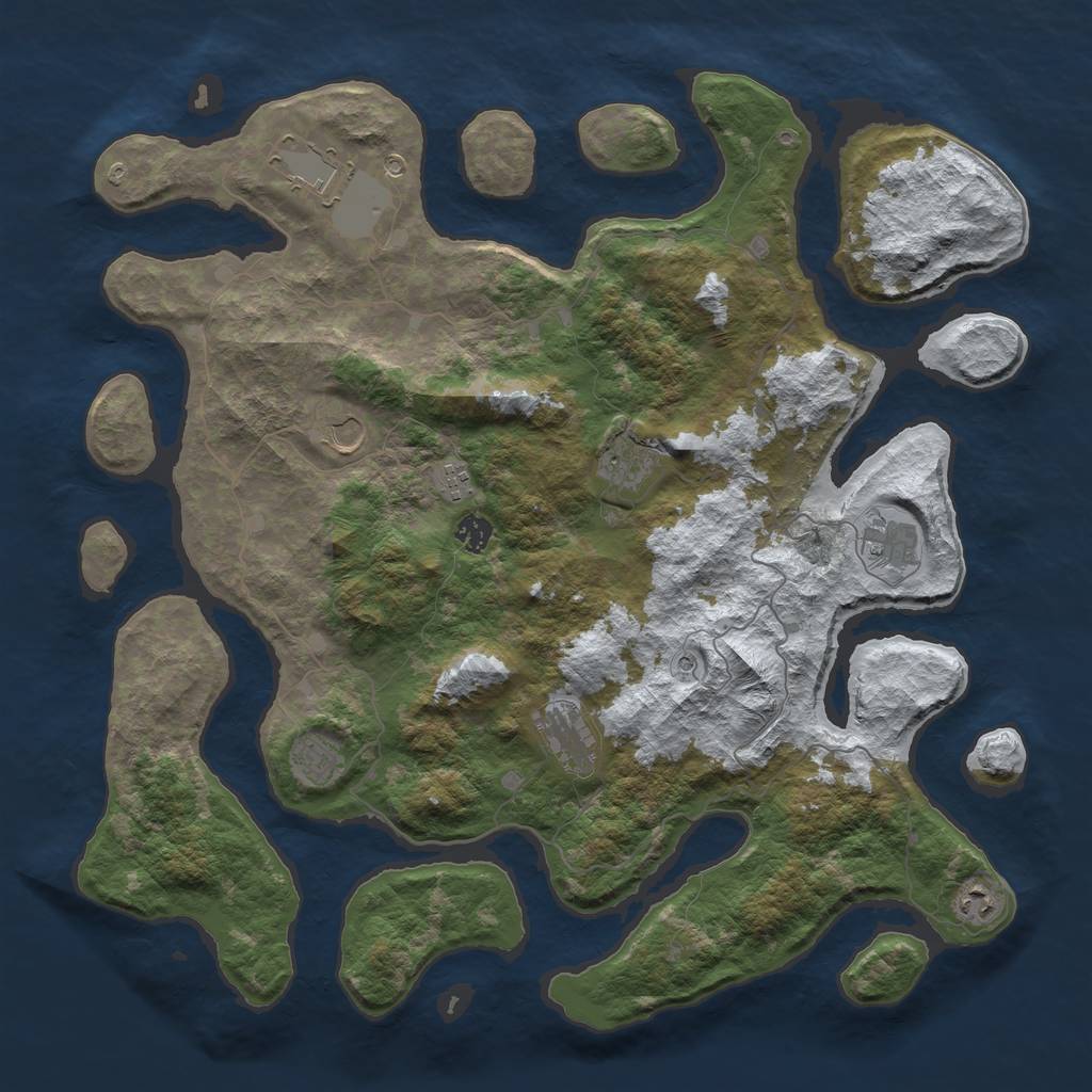 Rust Map: Barren, Size: 4500, Seed: 4007123, 12 Monuments