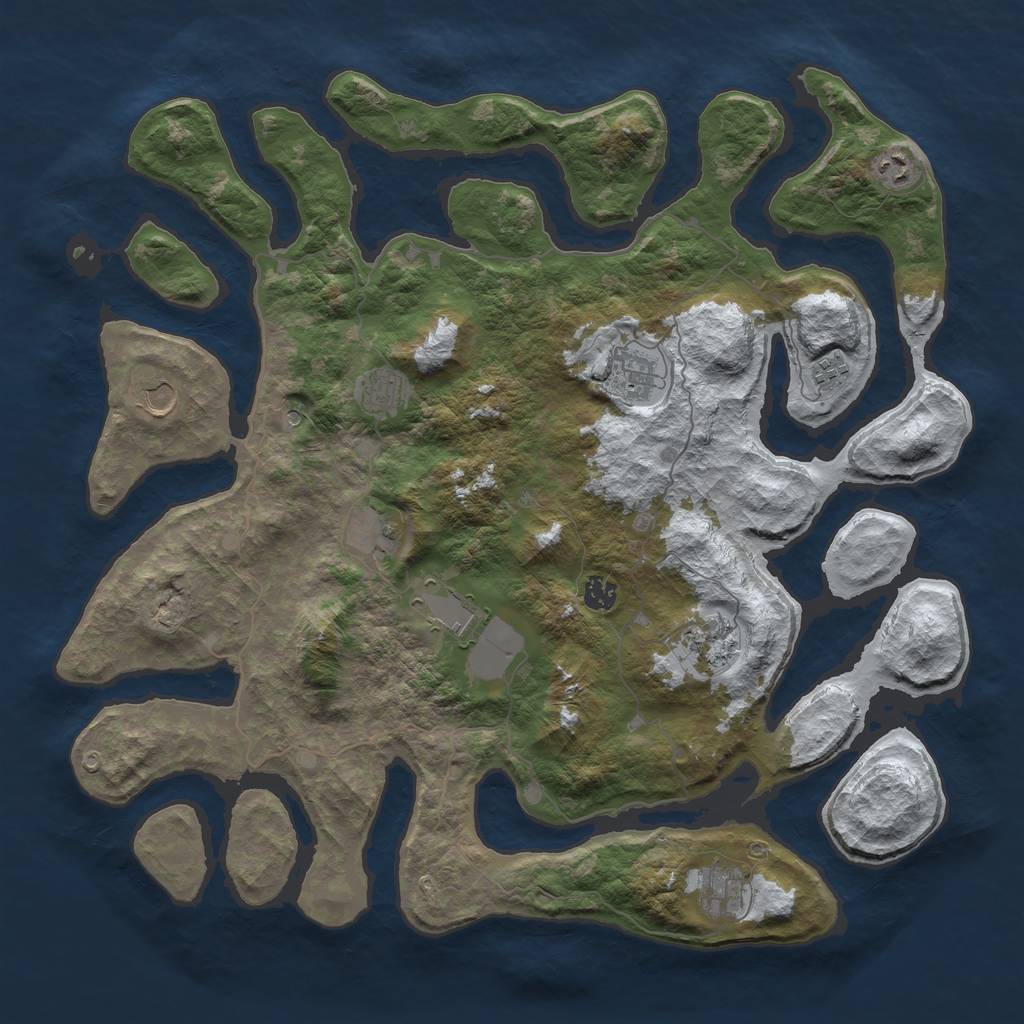 Rust Map: Barren, Size: 4500, Seed: 4400146, 13 Monuments