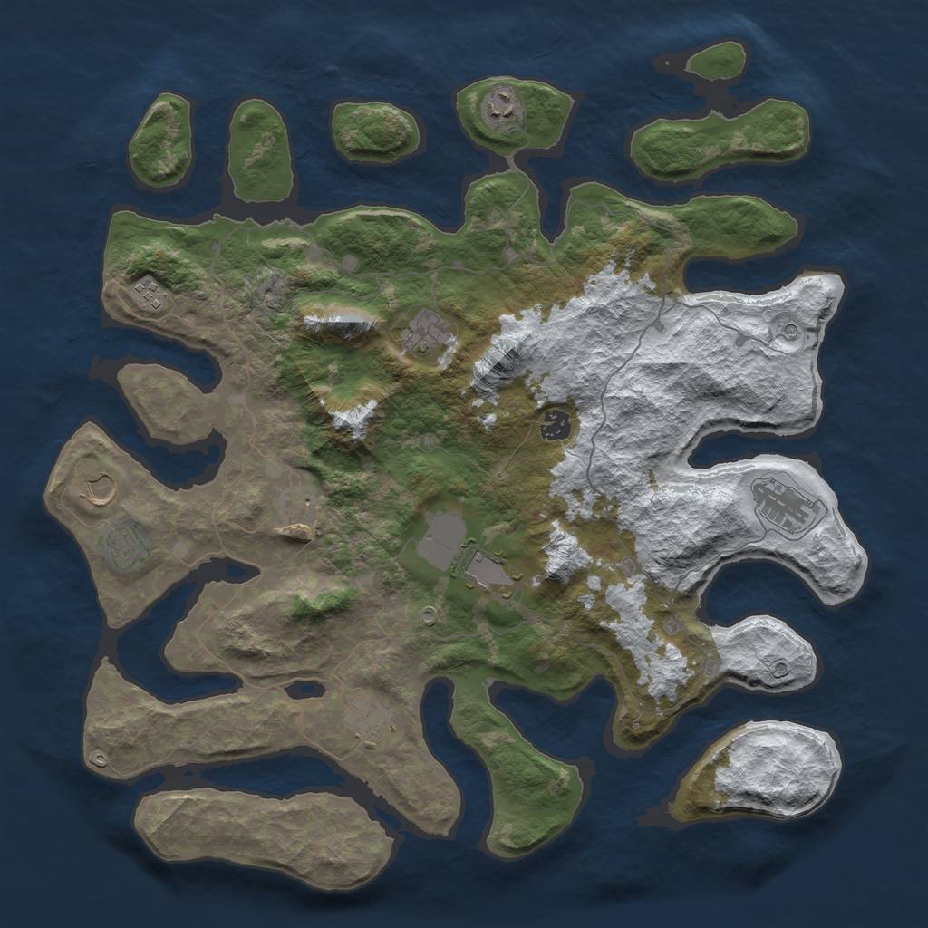 Rust Map: Barren, Size: 4500, Seed: 623106, 13 Monuments