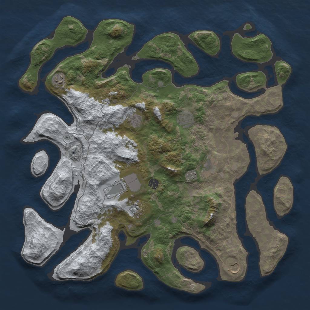 Rust Map: Barren, Size: 4500, Seed: 4151700, 12 Monuments