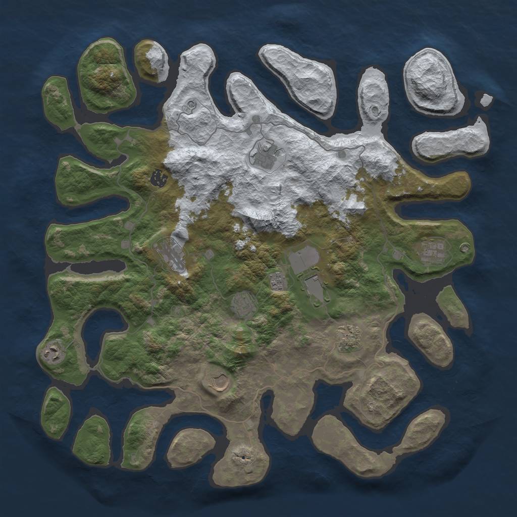 Rust Map: Barren, Size: 4500, Seed: 595823, 13 Monuments