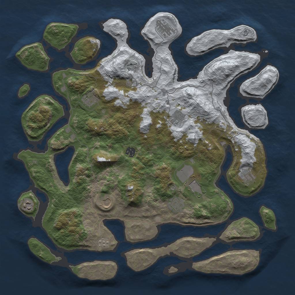 Rust Map: Barren, Size: 4500, Seed: 153890, 13 Monuments