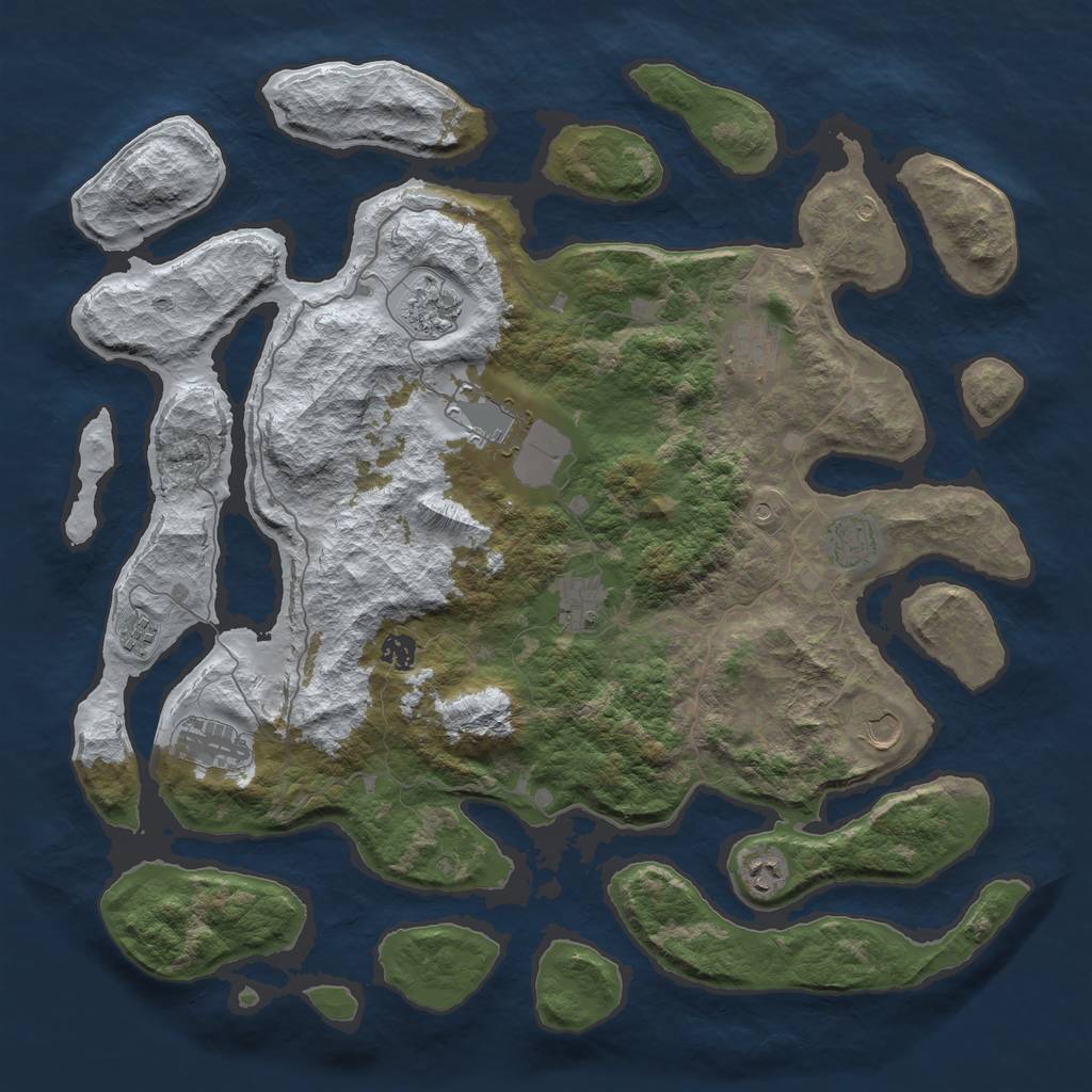 Rust Map: Barren, Size: 4500, Seed: 2895886, 13 Monuments