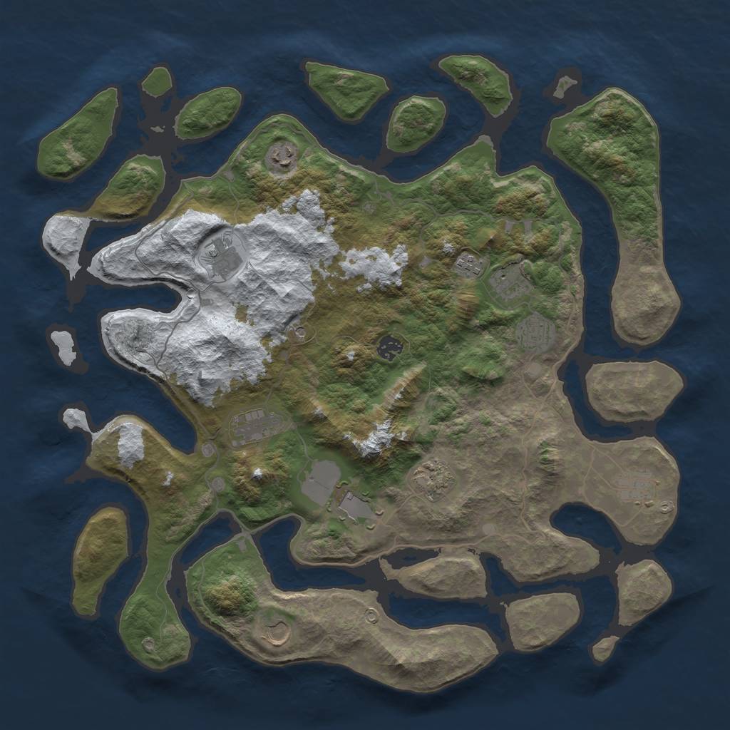 Rust Map: Barren, Size: 4500, Seed: 609145, 14 Monuments