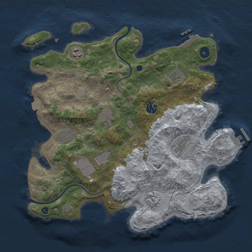 Rust Map: Procedural Map, Size: 3500, Seed: 730561547, 14 Monuments