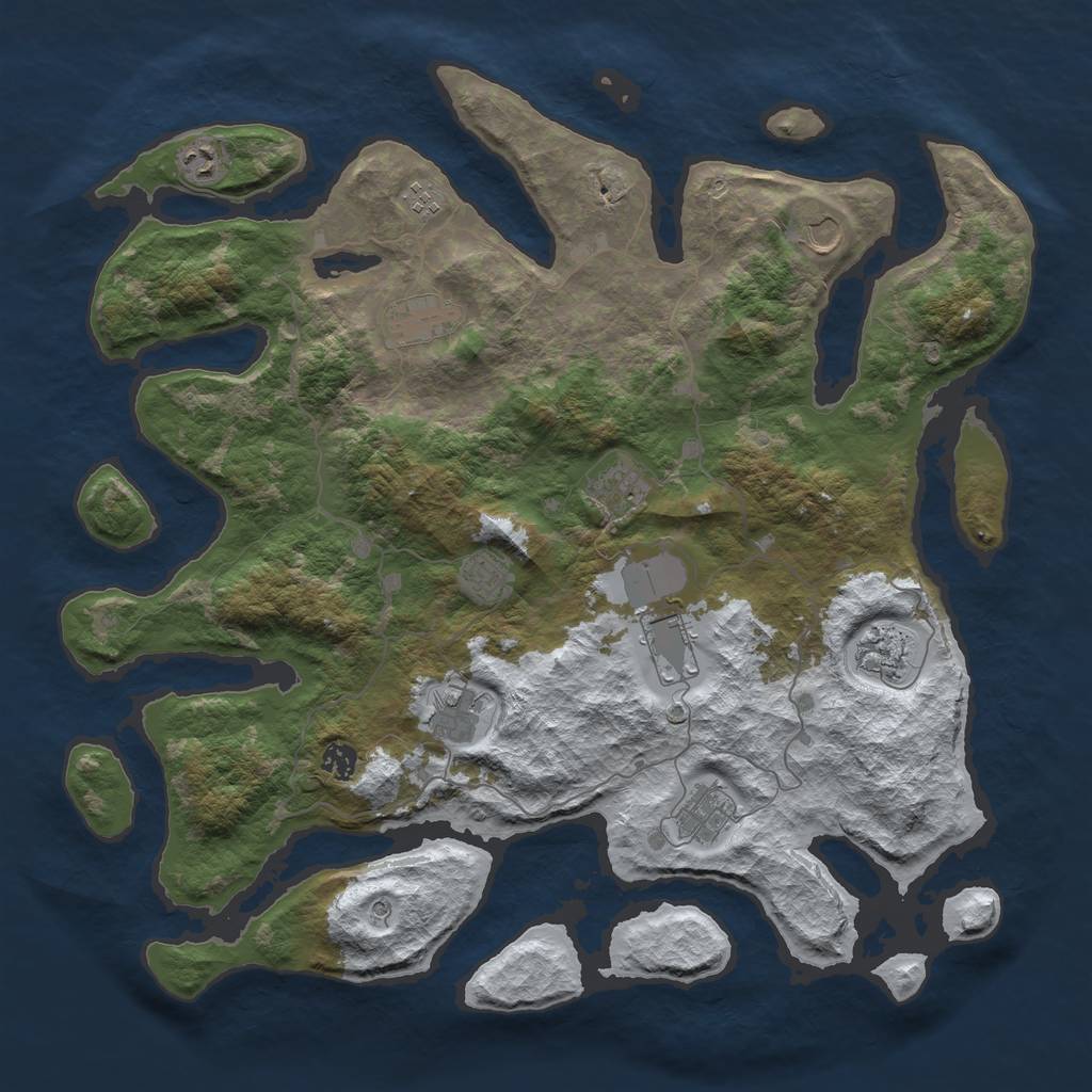 Rust Map: Barren, Size: 4500, Seed: 2146083, 14 Monuments